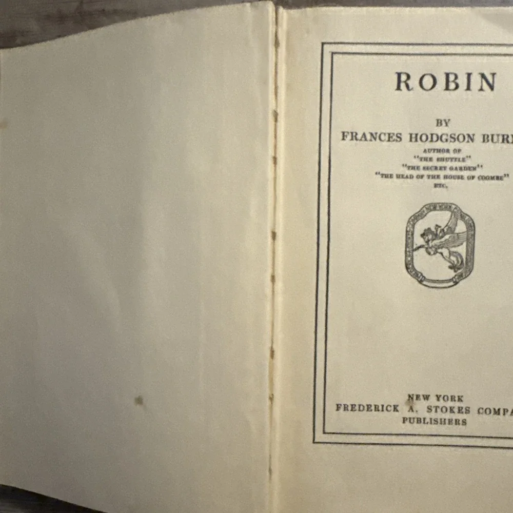 Frances Hodgson Burnett, Robin HC Vintage 1922 Pre Owned
